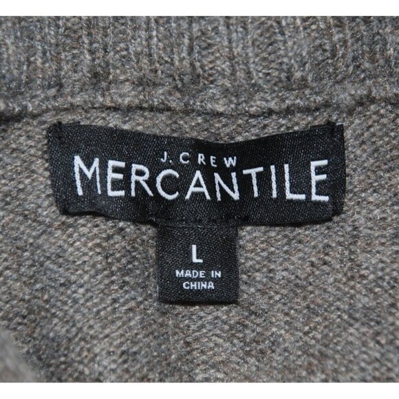 Men’s J. CREW Gray Pullover Sweater L Shawl Cowl Neck 1/4 Button Lambs Wool - Picture 8 of 10